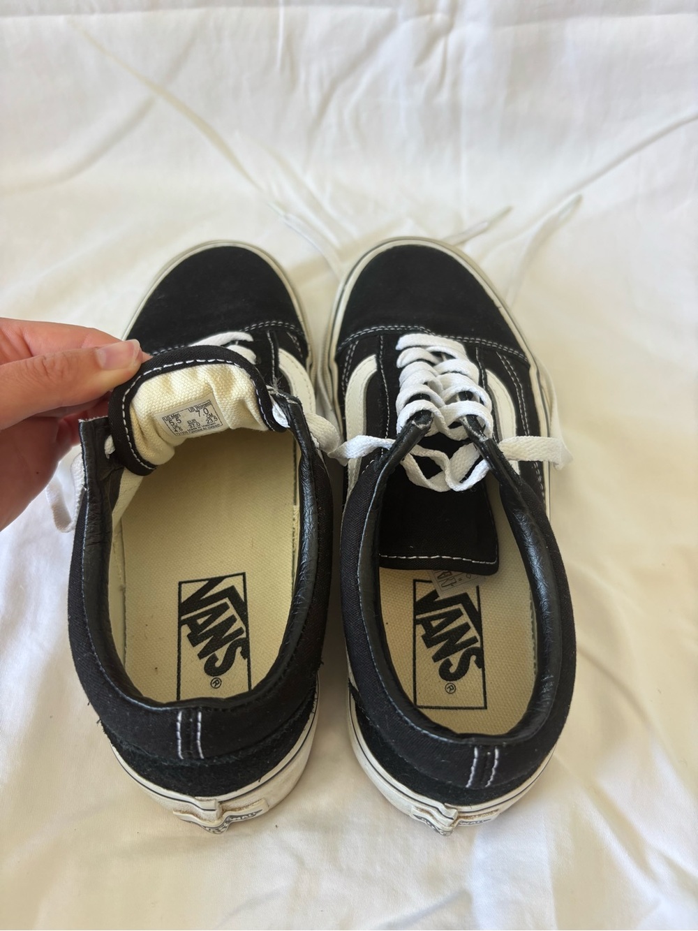 Vans Black and White Old Skool Classic Lace-Up Sneakers - Picture 4 of 7
